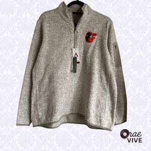 NWT Antigua Women's XL Baltimore Orioles Fortune Quarter-Zip Pullover Oatmeal